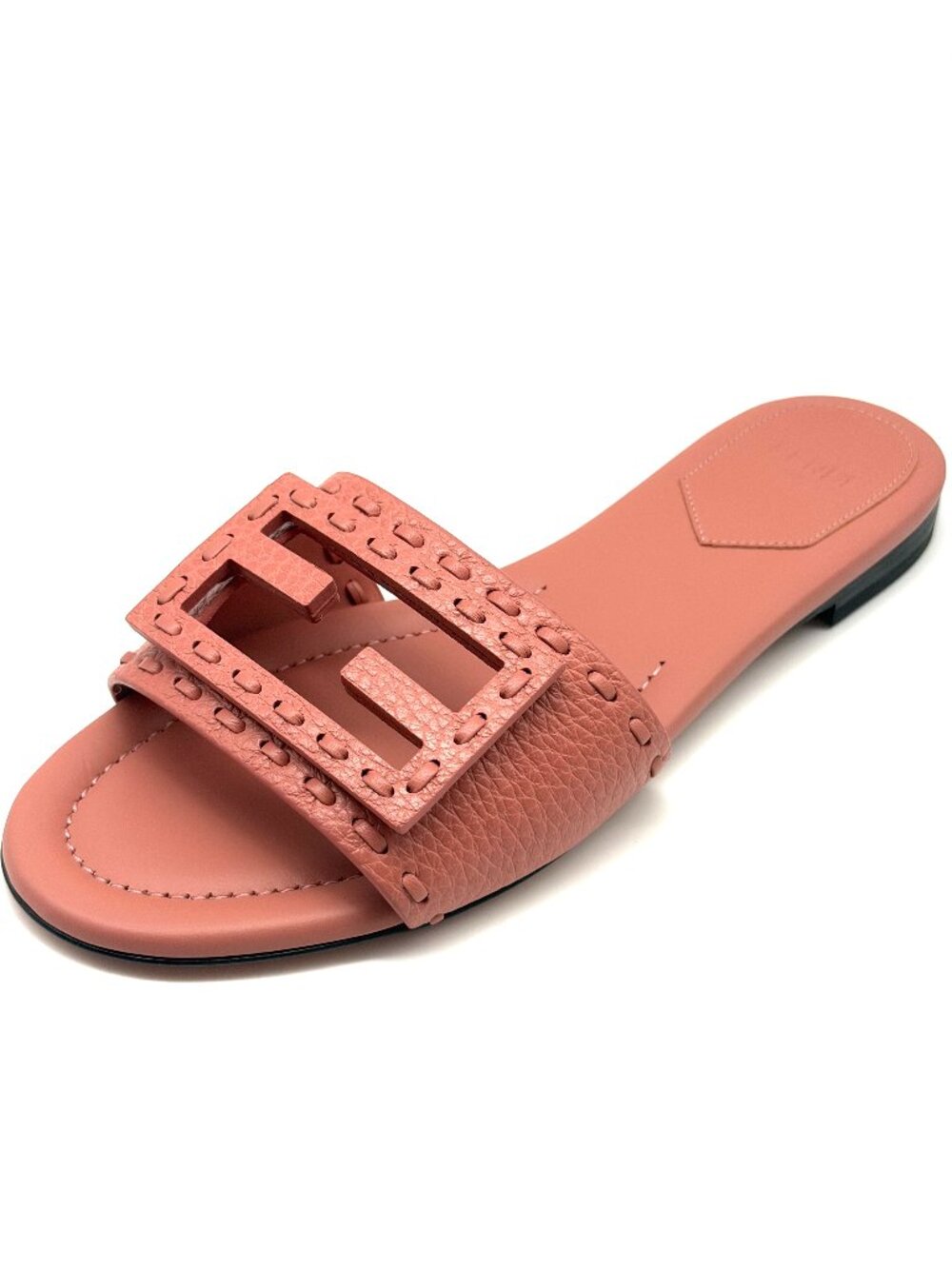 FENDI Cutout FF Signature Slide Leather Baguette Sandals Mules Flat Shoes